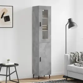 Komoda, Betono Pilkos Spalvos, 34,5X34X180cm Apdirbta Mediena