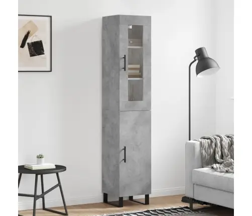Augstais Skapītis, Pelēks, 34,5X34X180 Cm, Inženierijas Koks Vidaxl