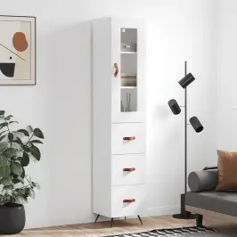 Augstais Skapītis, Balts, 34,5X34X180 Cm, Inženierijas Koks Vidaxl