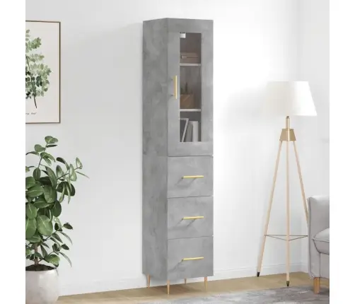 Kõrge Kapp, Betoonhall, 34,5X34X180 cm Tehispuit