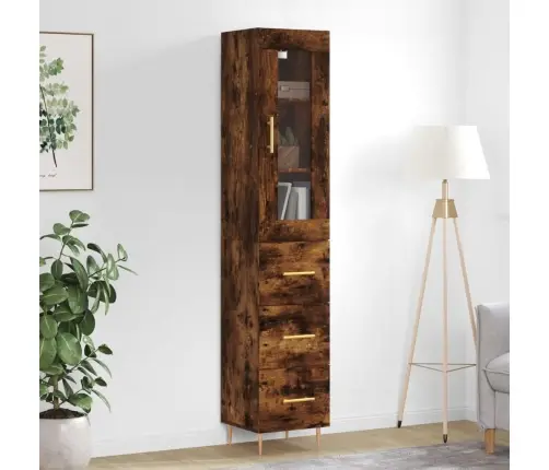 Komoda, Dūminio Ąžuolo Spalvos, 34,5X34X180cm Apdirbta Mediena