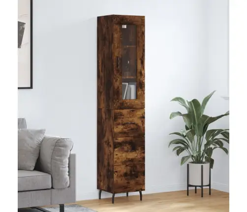 Kõrge Kapp, Suitsutatud Tamm, 34,5X34X180 cm Tehispuit