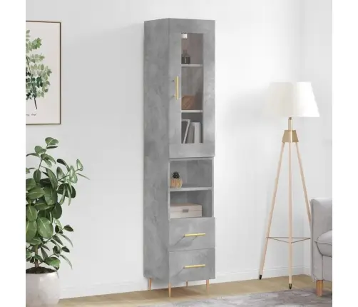 Kõrge Kapp, Betoonhall, 34,5X34X180 cm Tehispuit