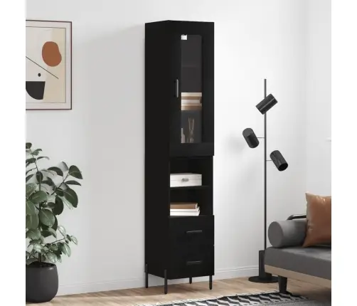 Augstais Skapītis, Melns, 34,5X34X180 Cm, Inženierijas Koks Vidaxl