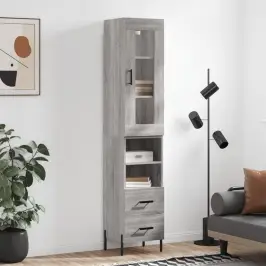 Kõrge Kapp, Hall Sonoma Tamm, 34,5X34X180 cm Tehispuit