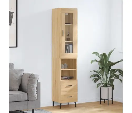 Augstais Skapītis, Ozolkoka, 34,5X34X180 Cm, Inženierijas Koks Vidaxl