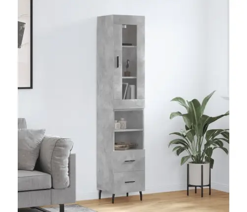 Kõrge Kapp, Betoonhall, 34,5X34X180 cm Tehispuit