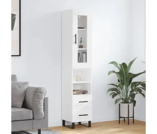 Augstais Skapītis, Balts, 34,5X34X180 Cm, Inženierijas Koks Vidaxl