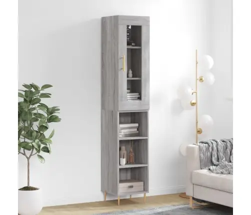 Augstais Skapītis, Pelēks, 34,5X34X180 Cm, Inženierijas Koks Vidaxl