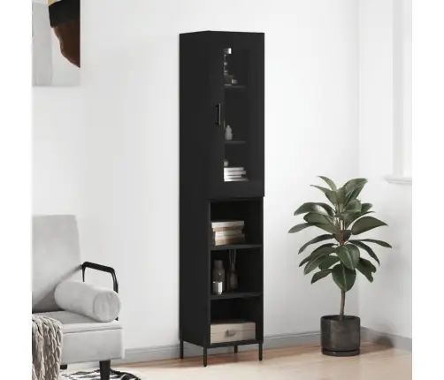 Augstais Skapītis, Melns, 34,5X34X180 Cm, Inženierijas Koks Vidaxl