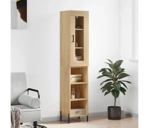 Augstais Skapītis, Ozolkoka, 34,5X34X180 Cm, Inženierijas Koks Vidaxl