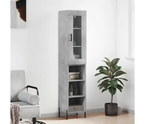 Augstais Skapītis, Pelēks, 34,5X34X180 Cm, Inženierijas Koks Vidaxl