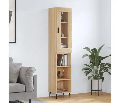 Augstais Skapītis, Ozolkoka, 34,5X34X180 Cm, Inženierijas Koks Vidaxl