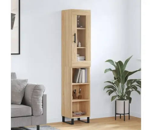 Augstais Skapītis, Ozolkoka, 34,5X34X180 Cm, Inženierijas Koks Vidaxl