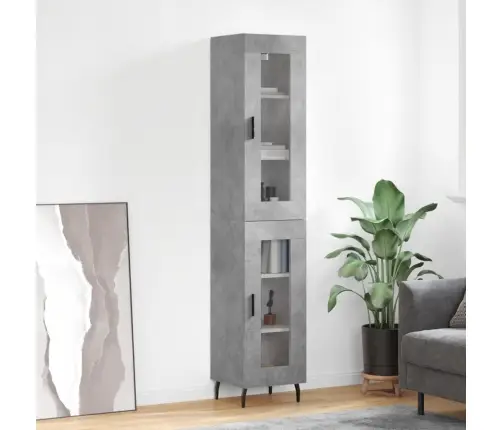 Augstais Skapītis, Pelēks, 34,5X34X180 Cm, Inženierijas Koks Vidaxl