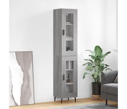 Augstais Skapītis, Pelēks, 34,5X34X180 Cm, Inženierijas Koks Vidaxl