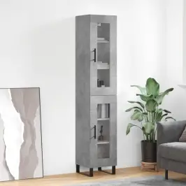Augstais Skapītis, Pelēks, 34,5X34X180 Cm, Inženierijas Koks Vidaxl