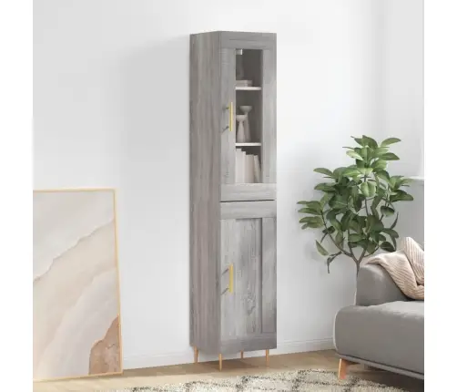 Augstais Skapītis, Pelēks, 34,5X34X180 Cm, Inženierijas Koks Vidaxl