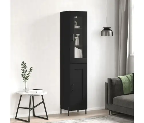 Augstais Skapītis, Melns, 34,5X34X180 Cm, Inženierijas Koks Vidaxl