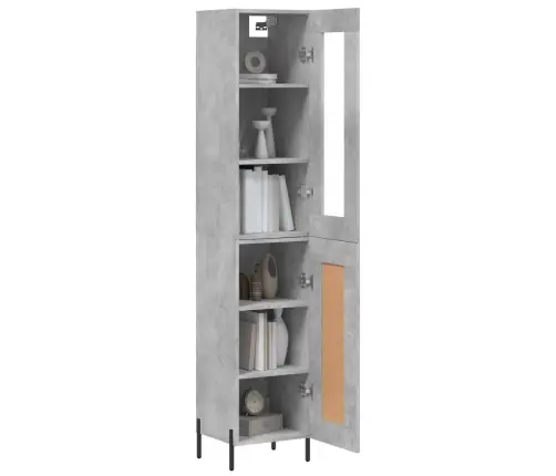 Augstais Skapītis, Pelēks, 34,5X34X180 Cm, Inženierijas Koks Vidaxl