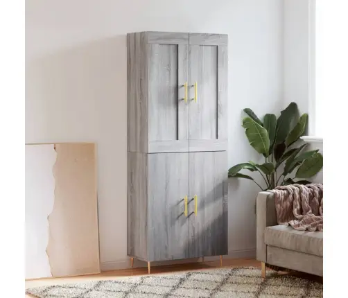 Augstais Skapis, Pelēks, 69,5X34X180 Cm, Inženierijas Koks Vidaxl