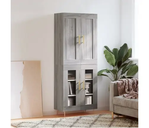 Augstais Skapis, Pelēks, 69,5X34X180 Cm, Inženierijas Koks Vidaxl