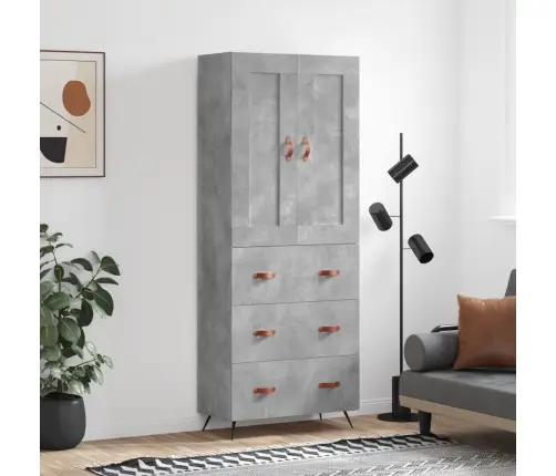 Augstais Skapis, Pelēks, 69,5X34X180 Cm, Inženierijas Koks Vidaxl