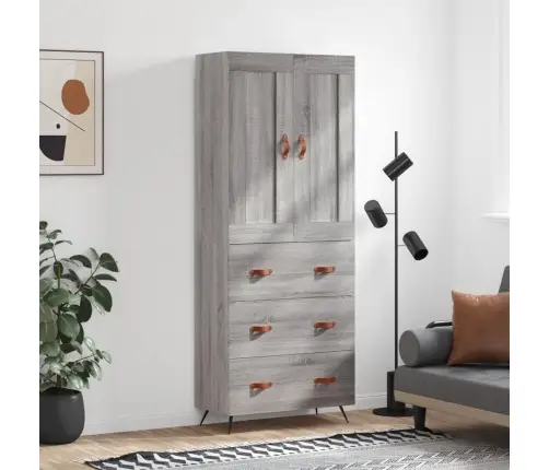 Kõrge Kapp, Hall Sonoma Tamm, 69,5 X 34 X 180 cm Tehispuit