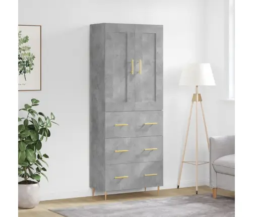 Komoda, Betono Pilkos Spalvos, 69,5X34X180cm Apdirbta Mediena