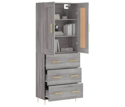 Augstais Skapis, Pelēks, 69,5X34X180 Cm, Inženierijas Koks Vidaxl