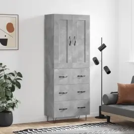 Augstais Skapis, Pelēks, 69,5X34X180 Cm, Inženierijas Koks Vidaxl