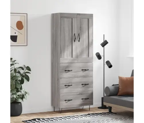 Komoda, Pilkos Ąžuolo Spalvos, 69,5X34X180cm Apdirbta Mediena