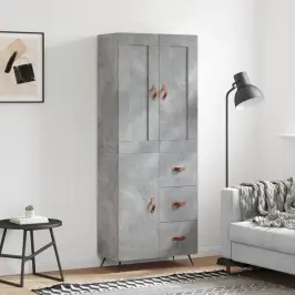 Augstais Skapis, Pelēks, 69,5X34X180 Cm, Inženierijas Koks Vidaxl