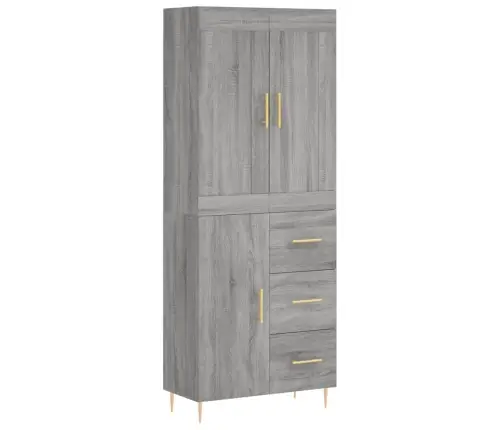 Augstais Skapis, Pelēks, 69,5X34X180 Cm, Inženierijas Koks Vidaxl