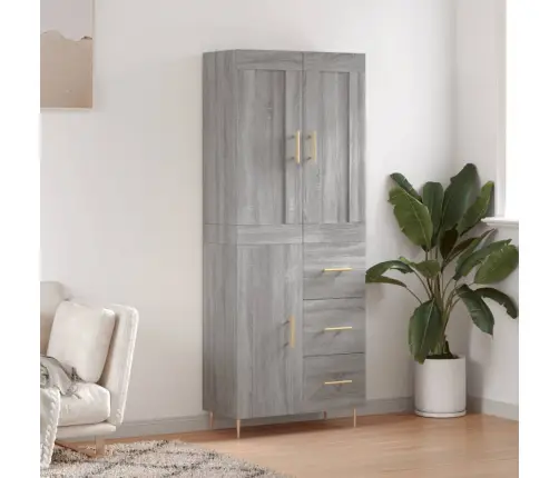 Augstais Skapis, Pelēks, 69,5X34X180 Cm, Inženierijas Koks Vidaxl