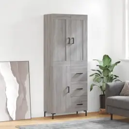 Augstais Skapis, Pelēks, 69,5X34X180 Cm, Inženierijas Koks Vidaxl