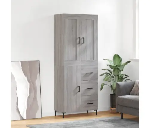 Augstais Skapis, Pelēks, 69,5X34X180 Cm, Inženierijas Koks Vidaxl