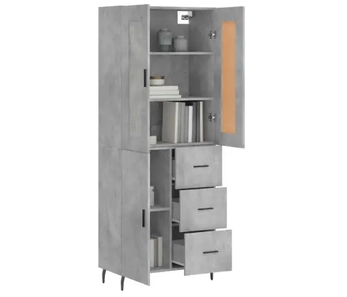 Augstais Skapis, Pelēks, 69,5X34X180 Cm, Inženierijas Koks Vidaxl