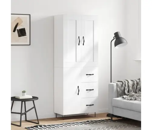 Kõrge Kapp, Valge, 69,5 X 34 X 180 cm Tehispuit