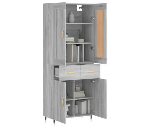 Augstais Skapis, Pelēks, 69,5X34X180 Cm, Inženierijas Koks Vidaxl