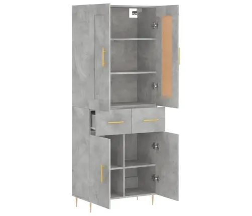 Komoda, Betono Pilkos Spalvos, 69,5X34X180cm Apdirbta Mediena