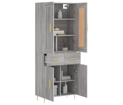 Augstais Skapis, Pelēks, 69,5X34X180 Cm, Inženierijas Koks Vidaxl