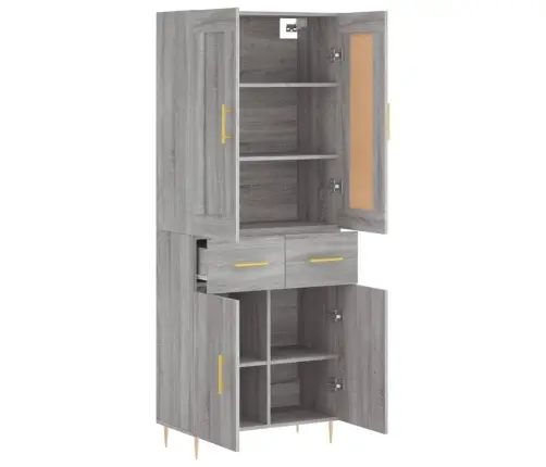 Augstais Skapis, Pelēks, 69,5X34X180 Cm, Inženierijas Koks Vidaxl