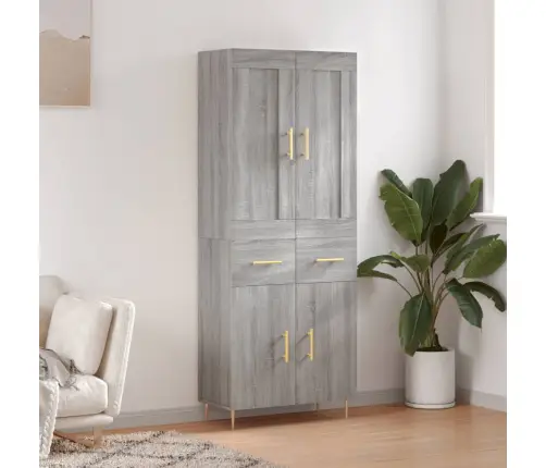 Augstais Skapis, Pelēks, 69,5X34X180 Cm, Inženierijas Koks Vidaxl