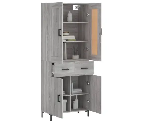 Augstais Skapis, Pelēks, 69,5X34X180 Cm, Inženierijas Koks Vidaxl