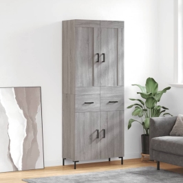 Augstais Skapis, Pelēks, 69,5X34X180 Cm, Inženierijas Koks Vidaxl