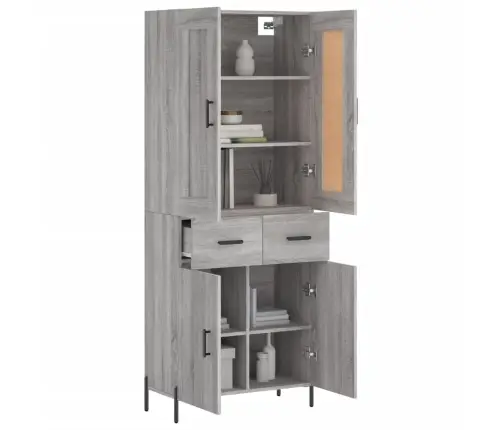 Komoda, Pilkos Ąžuolo Spalvos, 69,5X34X180cm Apdirbta Mediena Komoda, Pilkos Ąžuolo Spalvos, 69,5X34X180cm Apdirbta Mediena