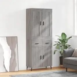 Augstais Skapis, Pelēks, 69,5X34X180 Cm, Inženierijas Koks Vidaxl