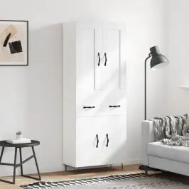 Kõrge Kapp, Valge, 69,5 X 34 X 180 cm Tehispuit