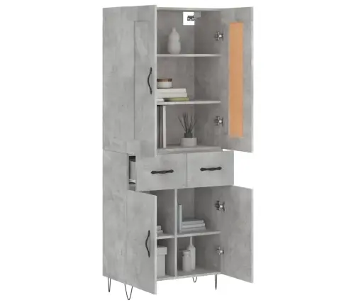 Augstais Skapis, Pelēks, 69,5X34X180 Cm, Inženierijas Koks Vidaxl